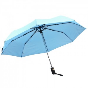 Зонт женский ТриСлона-885А/L 3885 A  (проявляется логотип под дождем),  R=55см,  суперавтомат  8 спиц,  3 сложения,  полиэстр,  голубой
