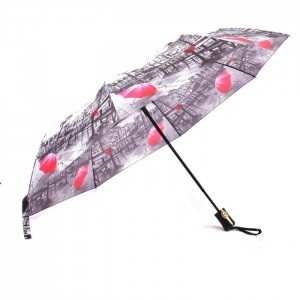Зонт женский ТриСлона-881с/L 3881с,  R=55см,  полуавтомат  8 спиц,  3 сложения,  полиэстер,  серый,  летнее кафе