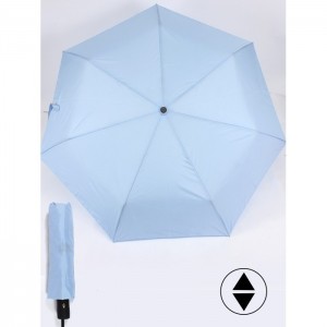 Зонт женский ТриСлона-L 3790D,  R=54см,  суперавтомат,  7 спиц,  3 сложения,  облегченный,  однотонный,  голубой