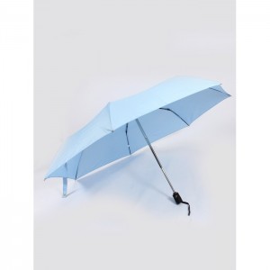 Зонт женский ТриСлона-L 3790D,  R=54см,  суперавтомат,  7 спиц,  3 сложения,  облегченный,  однотонный,  голубой