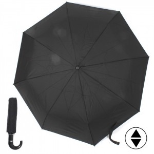 Зонт мужской ТриСлона-550/M 5500, R=55см, суперавтомат, 8 спиц, 3 сложения, ручка-крюк,  полиэстер,  черный