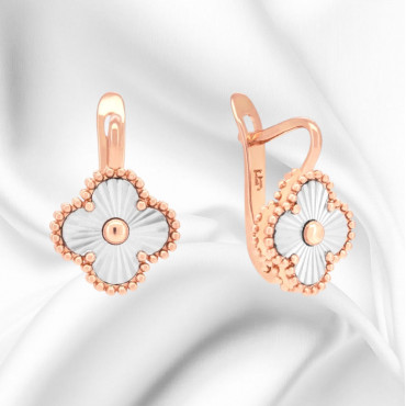 Серьги Клевер белый ...