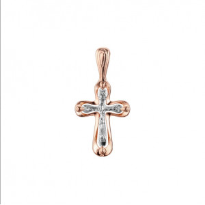 Кулон Крест женский золото с серебром, бижутерный сплав "Дубайское золото"