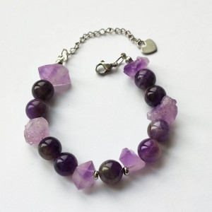 Браслет Аметистовый из натурального камня, длина 18+5см Браслет Аметистовый из натурального камня, длина 18+5см