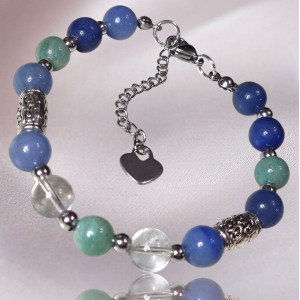 Браслет Лагуна из натуральных камней авантюрин, амазонит и горный хрусталь, длина 19+5см Браслет Лагуна из натуральных камней авантюрин, амазонит и горный хрусталь, длина 19+5см