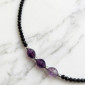 Чокер из шпинели и аметиста натурального Энергия стихий 39+5см, минималистичное колье