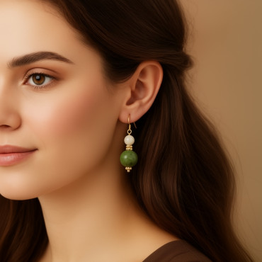 Серьги длинные зелен...