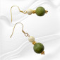 Серьги длинные зеленые из натурального нефрита и серпентинита Надежда