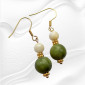 Серьги длинные зеленые из натурального нефрита и серпентинита Надежда