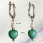 Серьги из малахита и жемчуга речного Нежное сердце натуральный камень